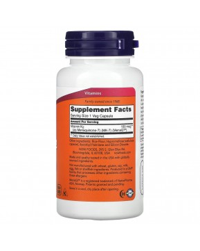 NOW Foods, MK-7, витамин K2, 100 мкг, 120 вегетарианских капсул